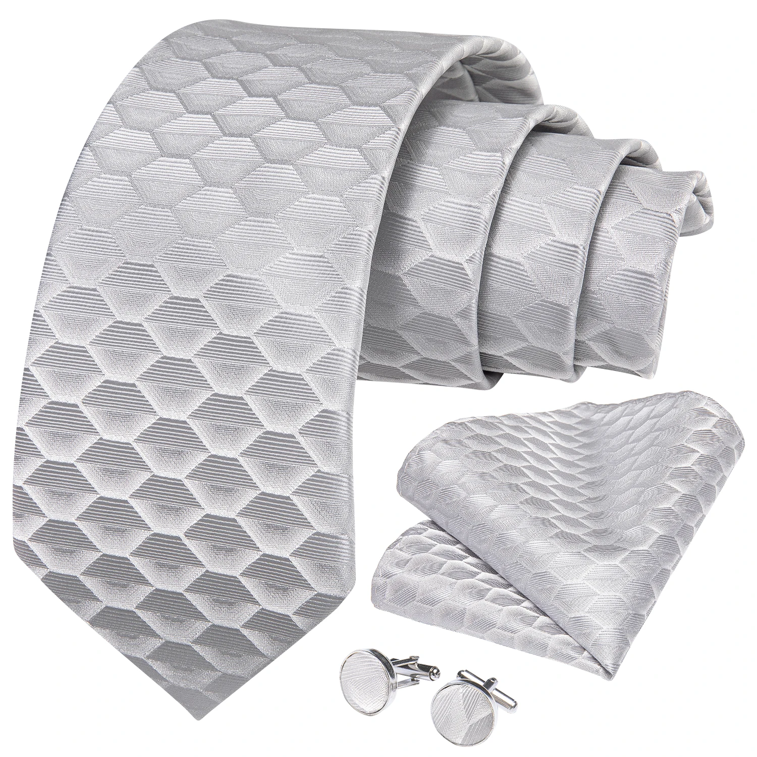 New Fashion Men's Ties Silver Floral 8cm Neck Tie Business Wedding Party Gravata Ting Ring Clip Cravat Gift For Men DiBanGu