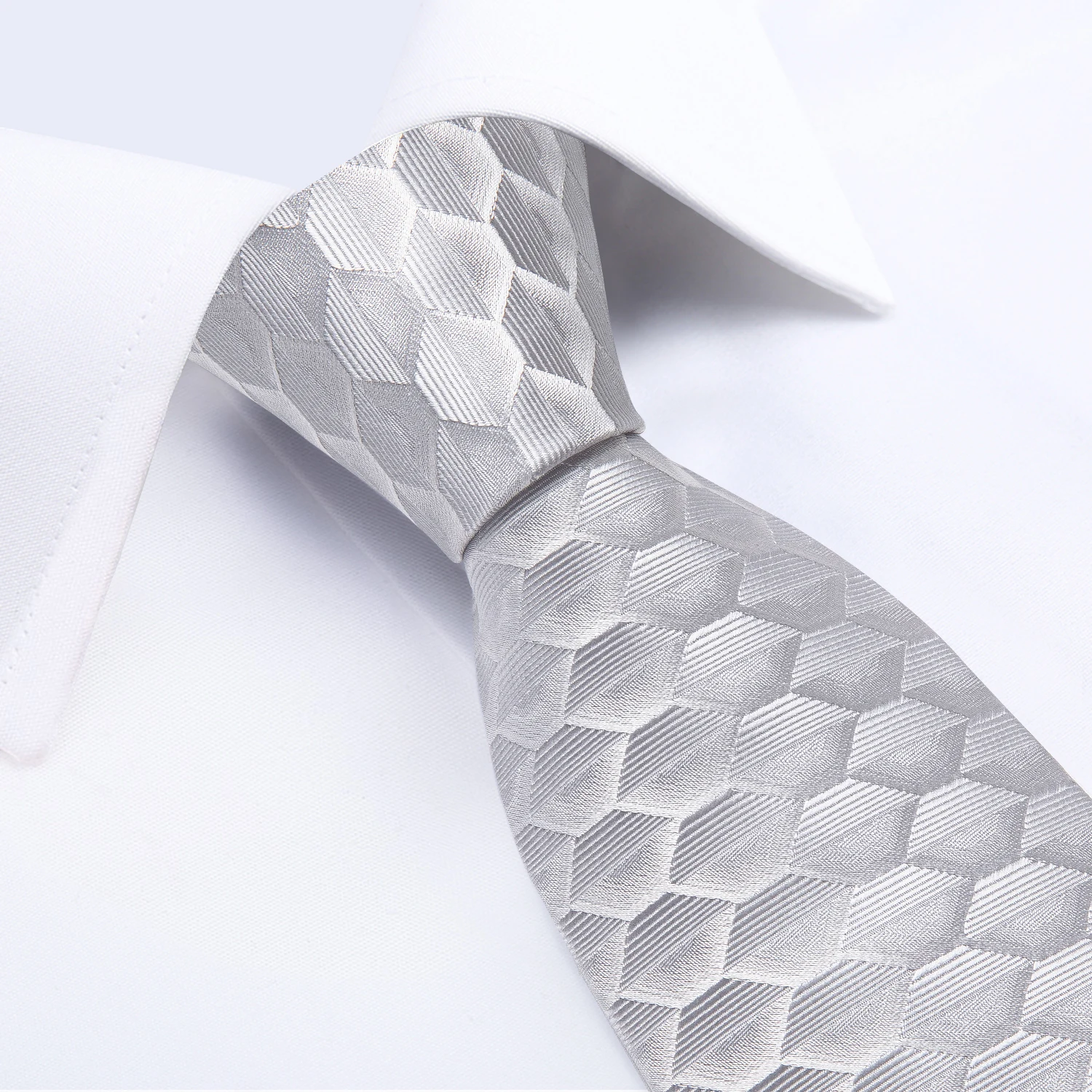 New Fashion Men's Ties Silver Floral 8cm Neck Tie Business Wedding Party Gravata Ting Ring Clip Cravat Gift For Men DiBanGu