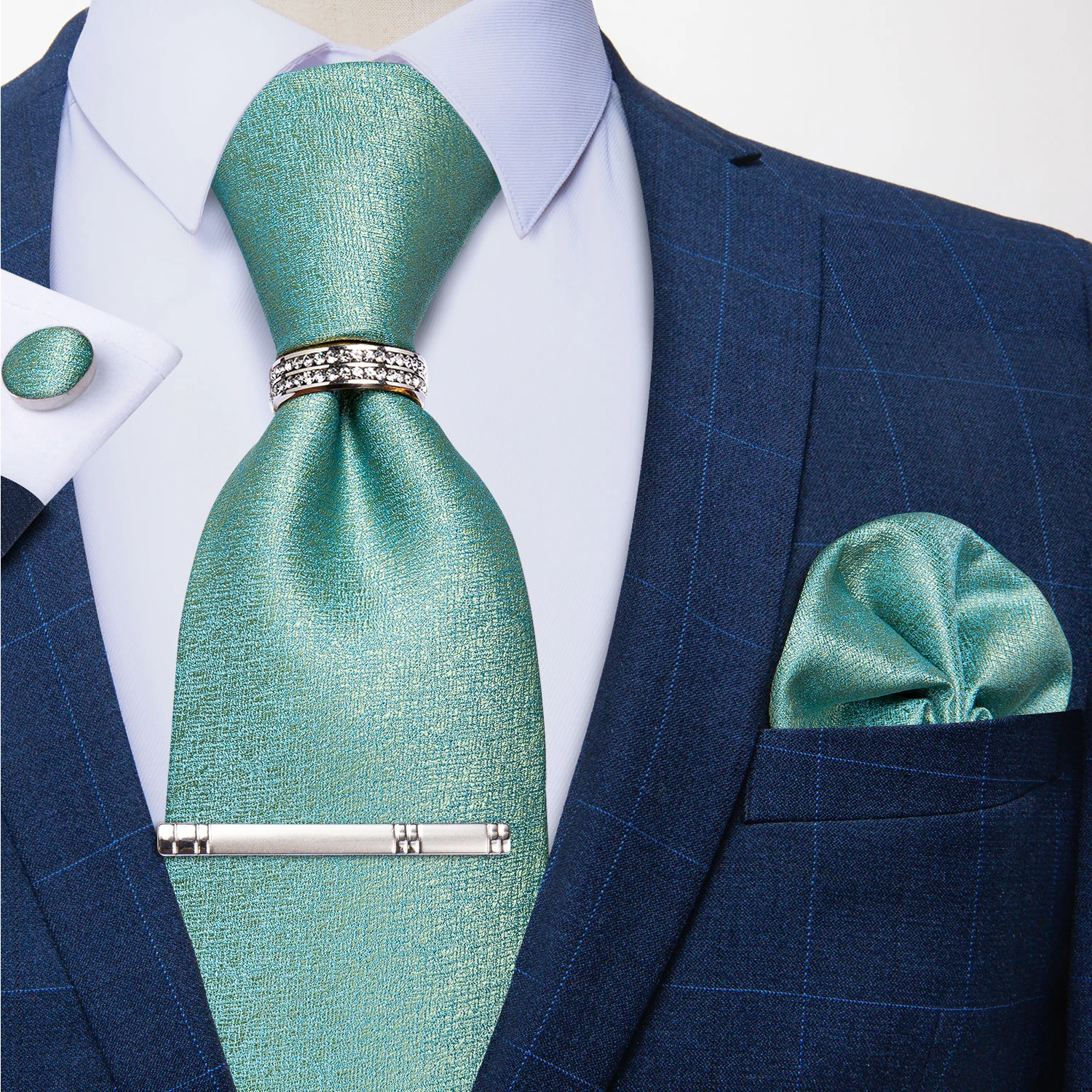 New Fashion Men's Ties Silver Floral 8cm Neck Tie Business Wedding Party Gravata Ting Ring Clip Cravat Gift For Men DiBanGu