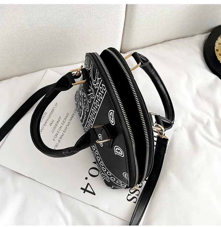 Retro PU Leather Women's Shell Bag Summer Cashew Flower Ladies Shoulder Crossbody Bag Female Set Small Top Handle Bags Handbags