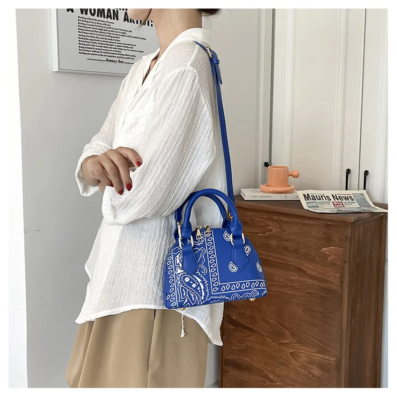 Retro PU Leather Women's Shell Bag Summer Cashew Flower Ladies Shoulder Crossbody Bag Female Set Small Top Handle Bags Handbags