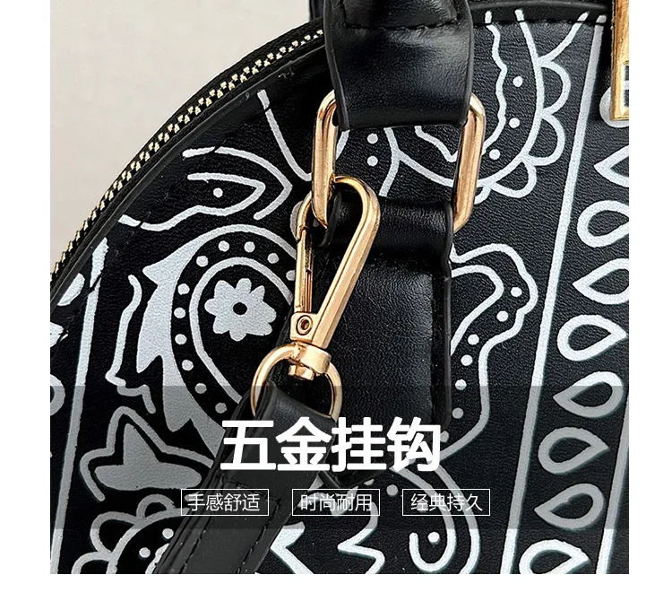 Retro PU Leather Women's Shell Bag Summer Cashew Flower Ladies Shoulder Crossbody Bag Female Set Small Top Handle Bags Handbags