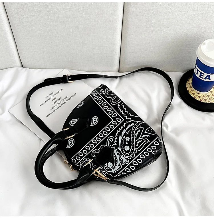 Retro PU Leather Women's Shell Bag Summer Cashew Flower Ladies Shoulder Crossbody Bag Female Set Small Top Handle Bags Handbags