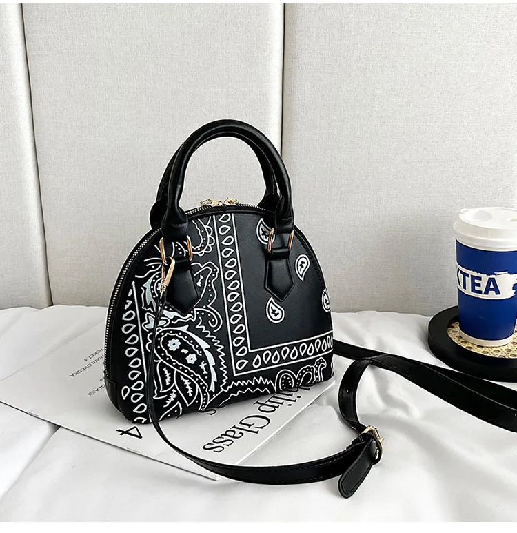 Retro PU Leather Women's Shell Bag Summer Cashew Flower Ladies Shoulder Crossbody Bag Female Set Small Top Handle Bags Handbags