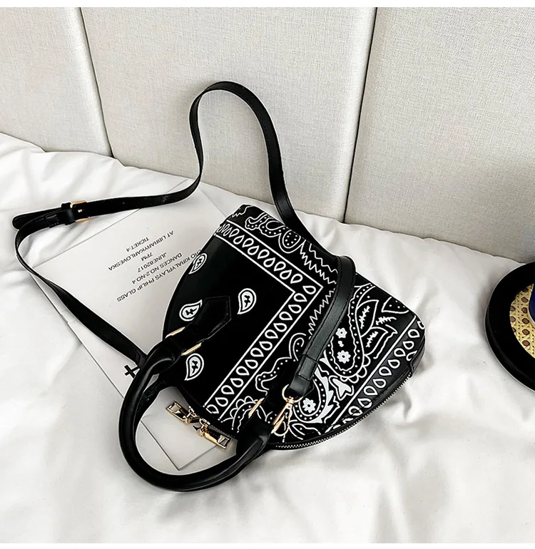 Retro PU Leather Women's Shell Bag Summer Cashew Flower Ladies Shoulder Crossbody Bag Female Set Small Top Handle Bags Handbags