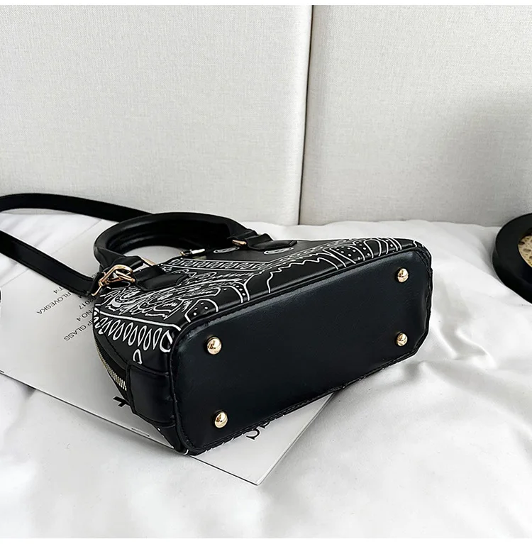 Retro PU Leather Women's Shell Bag Summer Cashew Flower Ladies Shoulder Crossbody Bag Female Set Small Top Handle Bags Handbags
