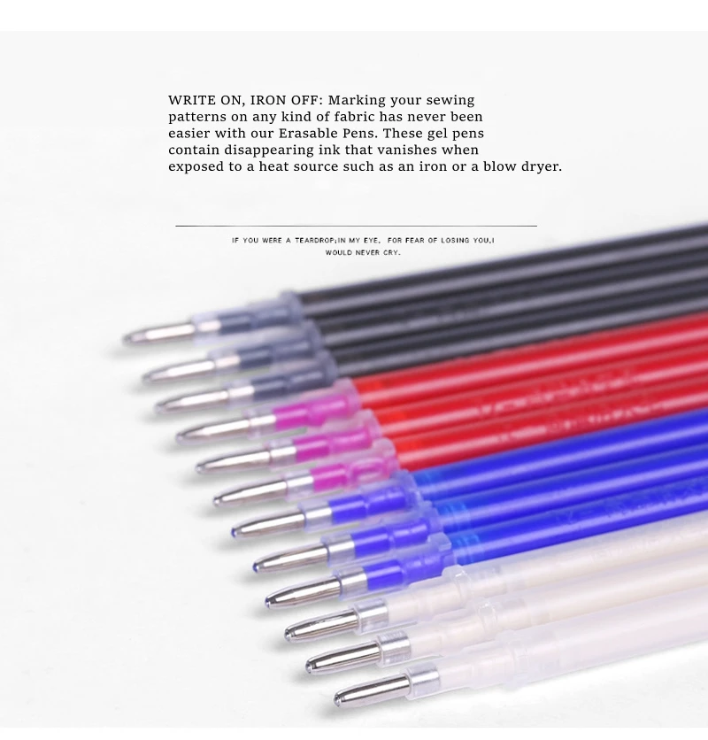 100Pcs/set High Temperature Disappearing Fabric PU Leather Marker Pen BIG Refills for Quilting Sewing and Dressmaking Heat Erase