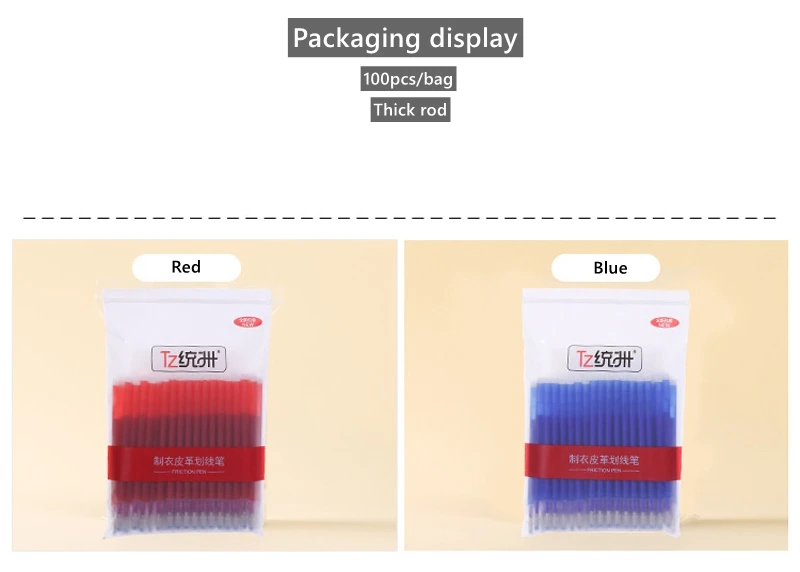 100Pcs/set High Temperature Disappearing Fabric PU Leather Marker Pen BIG Refills for Quilting Sewing and Dressmaking Heat Erase