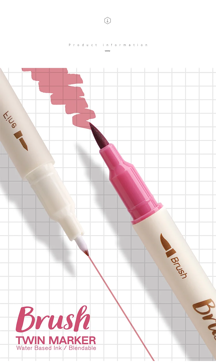 3pcs Retro Color Brush Marker Pens Set Dual Side Fine Liner Water Based Ink Blendable Watercolor Art Paint Drawing F133