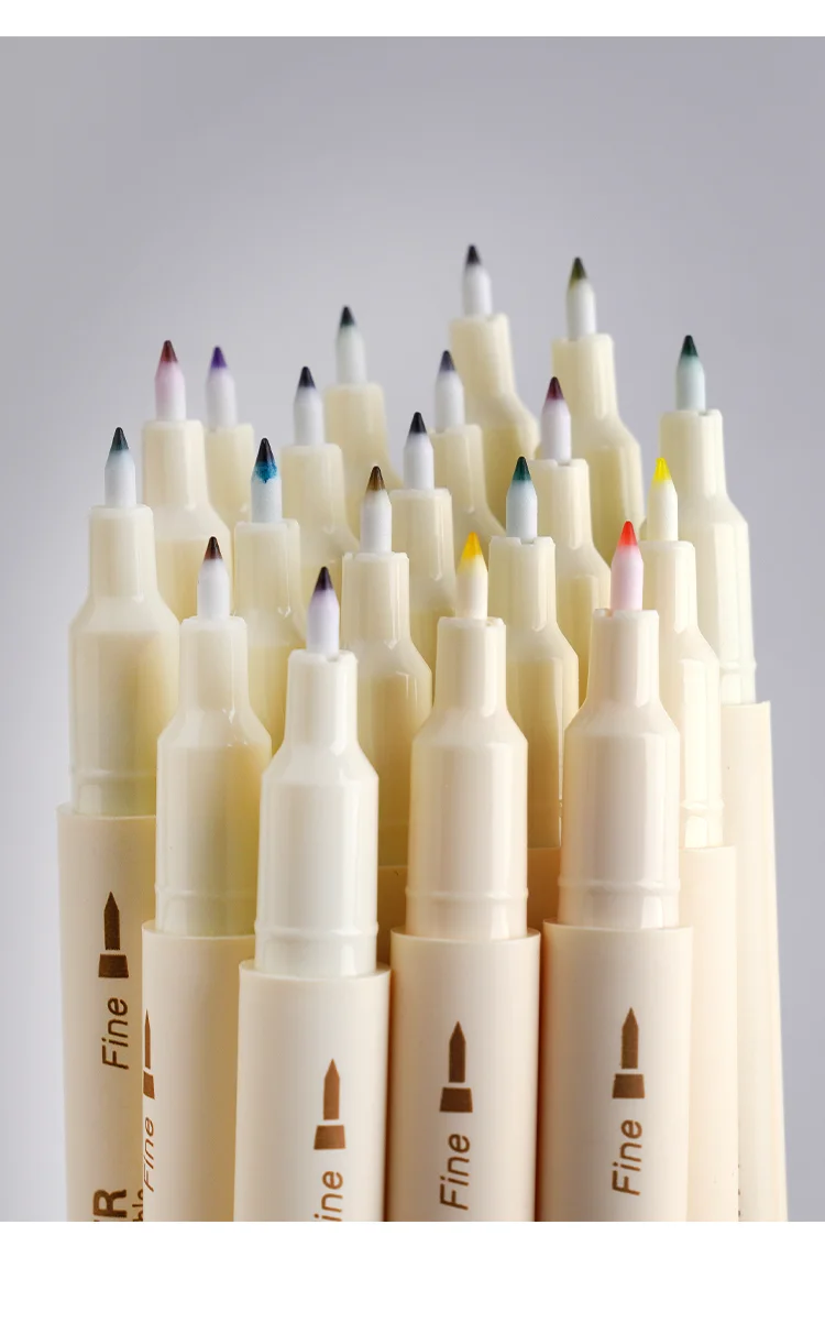 3pcs Retro Color Brush Marker Pens Set Dual Side Fine Liner Water Based Ink Blendable Watercolor Art Paint Drawing F133