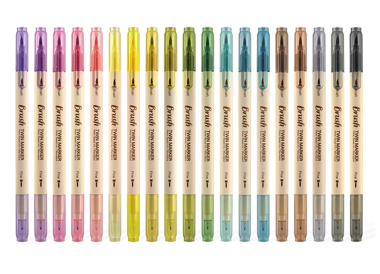 3pcs Retro Color Brush Marker Pens Set Dual Side Fine Liner Water Based Ink Blendable Watercolor Art Paint Drawing F133