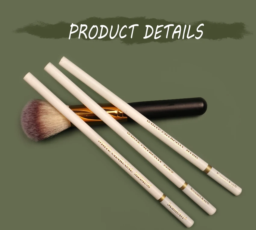 SeamiArt 3Pcs White Soft/Medium/Hard Charcoal Pencil for Sketch Carbon Pen Sketch Art Tools Office School Supplies Pencils