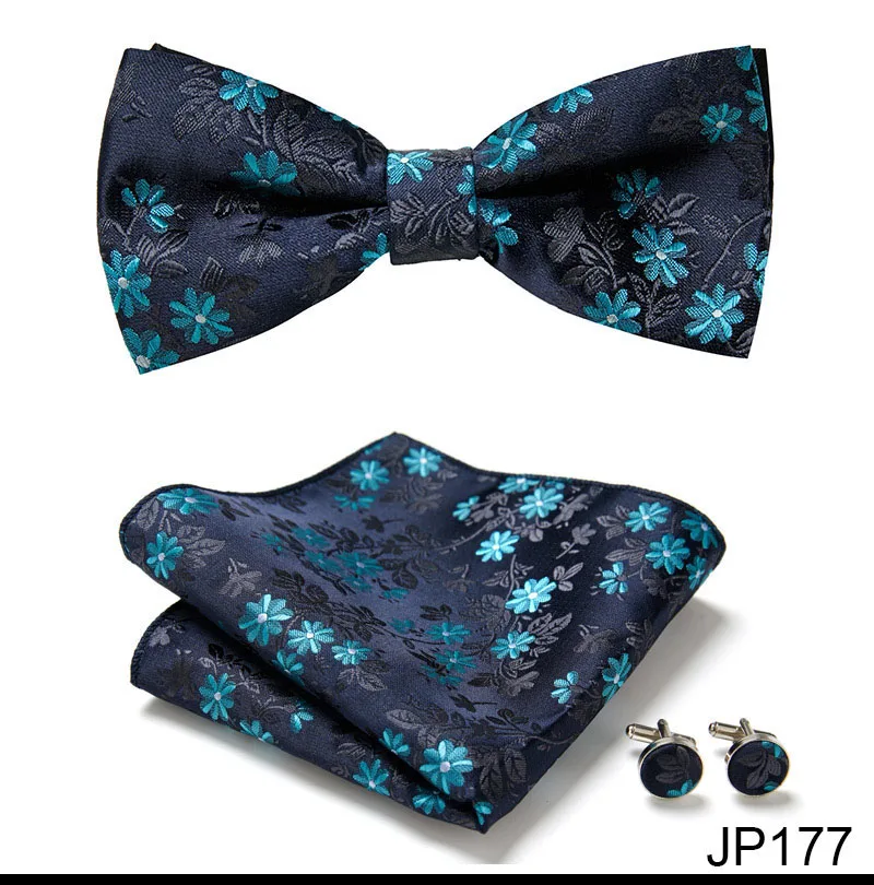 New Paisley Bow Tie for men Wedding Bowtie Handkerchief Cufflink Set Noeud Papillon Silk Pajaritas Cravat Female Male