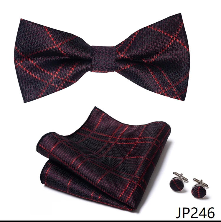 New Paisley Bow Tie for men Wedding Bowtie Handkerchief Cufflink Set Noeud Papillon Silk Pajaritas Cravat Female Male