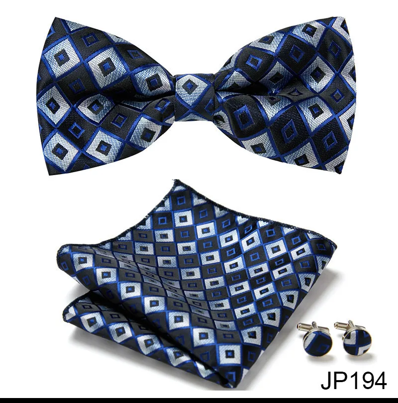 New Paisley Bow Tie for men Wedding Bowtie Handkerchief Cufflink Set Noeud Papillon Silk Pajaritas Cravat Female Male