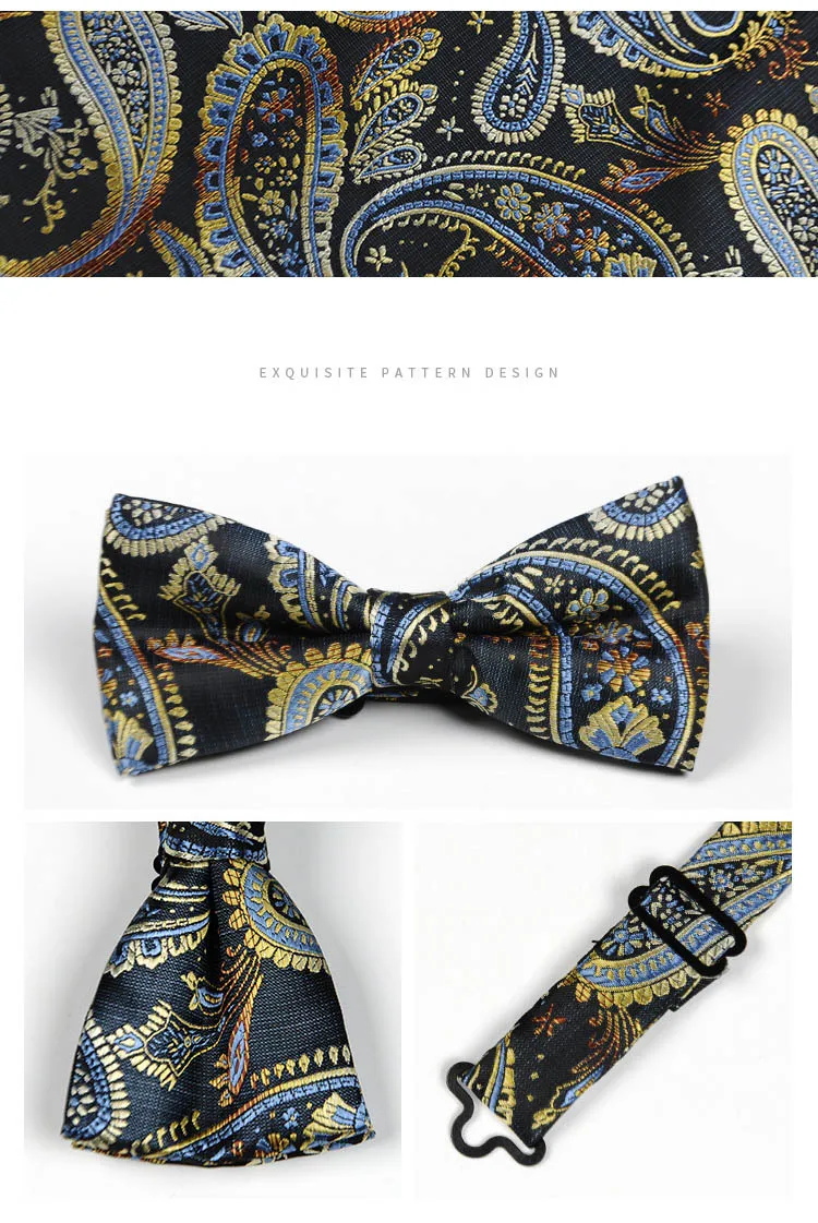 New Paisley Bow Tie for men Wedding Bowtie Handkerchief Cufflink Set Noeud Papillon Silk Pajaritas Cravat Female Male