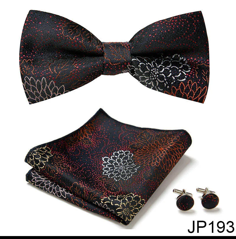New Paisley Bow Tie for men Wedding Bowtie Handkerchief Cufflink Set Noeud Papillon Silk Pajaritas Cravat Female Male