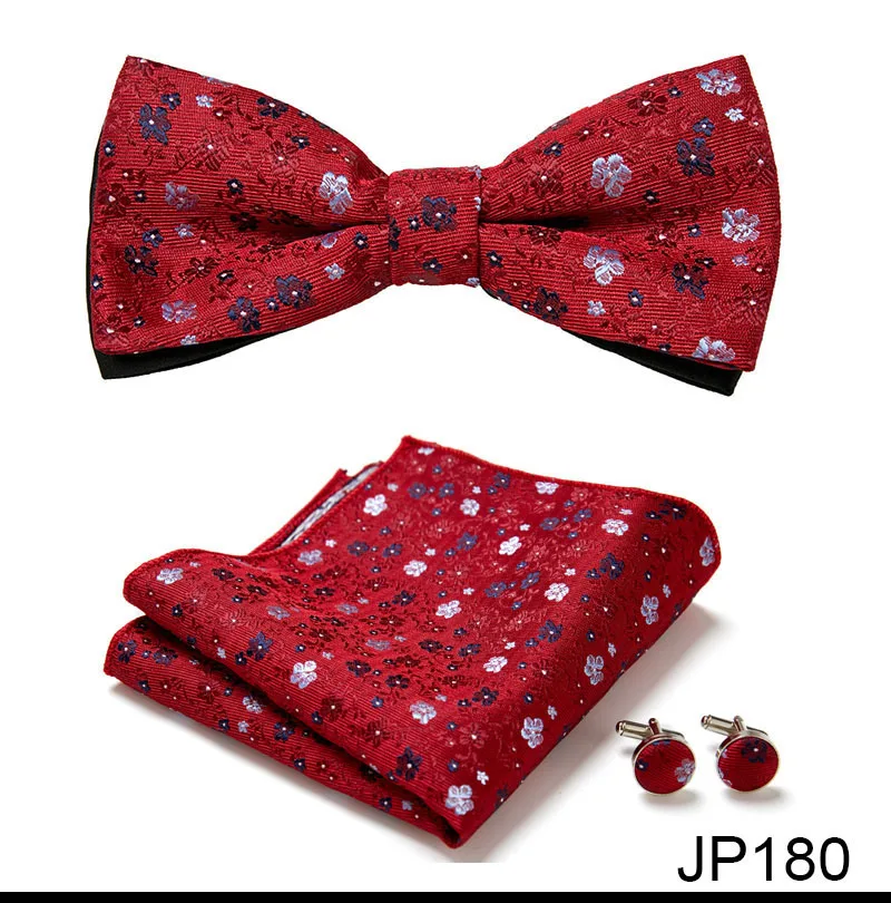 New Paisley Bow Tie for men Wedding Bowtie Handkerchief Cufflink Set Noeud Papillon Silk Pajaritas Cravat Female Male