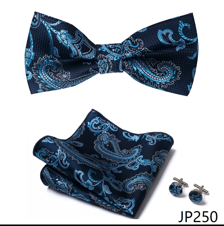New Paisley Bow Tie for men Wedding Bowtie Handkerchief Cufflink Set Noeud Papillon Silk Pajaritas Cravat Female Male