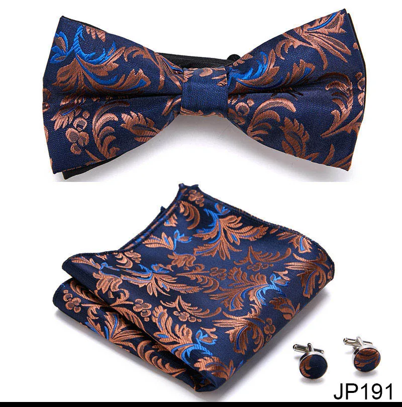 New Paisley Bow Tie for men Wedding Bowtie Handkerchief Cufflink Set Noeud Papillon Silk Pajaritas Cravat Female Male