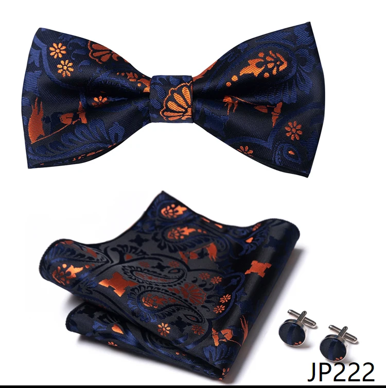 New Paisley Bow Tie for men Wedding Bowtie Handkerchief Cufflink Set Noeud Papillon Silk Pajaritas Cravat Female Male