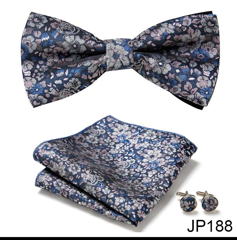 New Paisley Bow Tie for men Wedding Bowtie Handkerchief Cufflink Set Noeud Papillon Silk Pajaritas Cravat Female Male