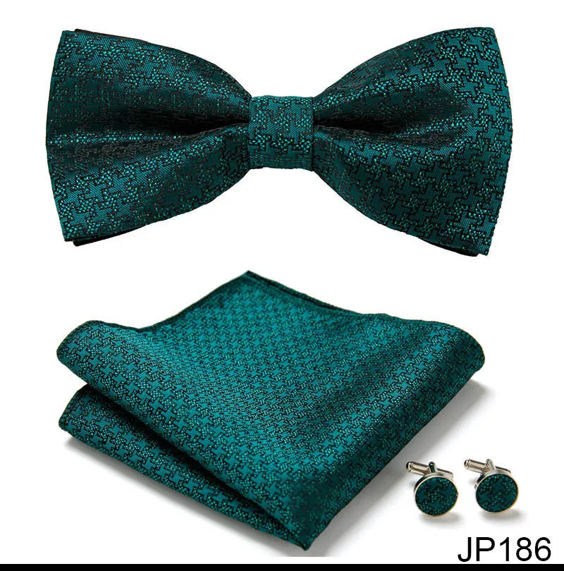 New Paisley Bow Tie for men Wedding Bowtie Handkerchief Cufflink Set Noeud Papillon Silk Pajaritas Cravat Female Male