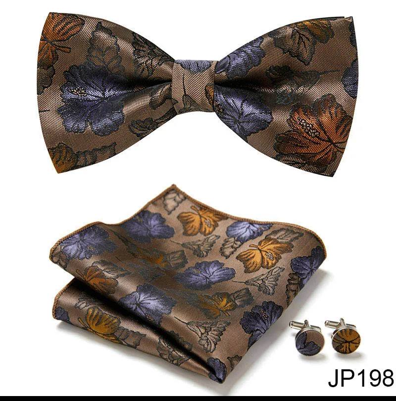 New Paisley Bow Tie for men Wedding Bowtie Handkerchief Cufflink Set Noeud Papillon Silk Pajaritas Cravat Female Male