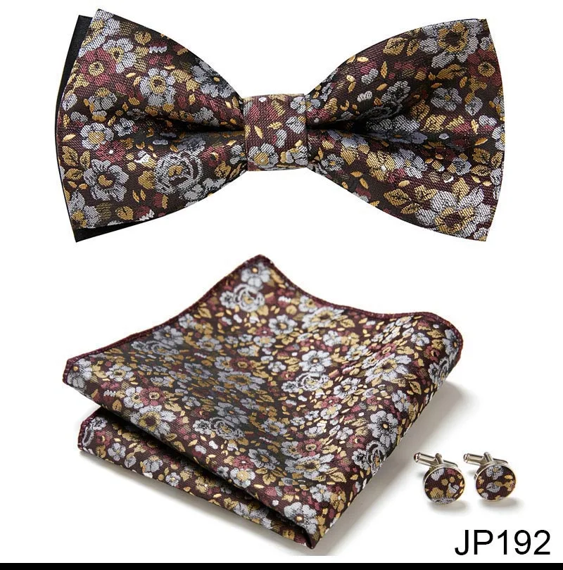 New Paisley Bow Tie for men Wedding Bowtie Handkerchief Cufflink Set Noeud Papillon Silk Pajaritas Cravat Female Male