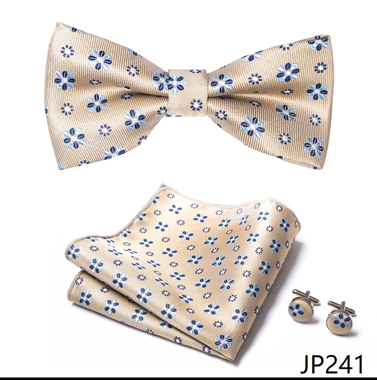 New Paisley Bow Tie for men Wedding Bowtie Handkerchief Cufflink Set Noeud Papillon Silk Pajaritas Cravat Female Male