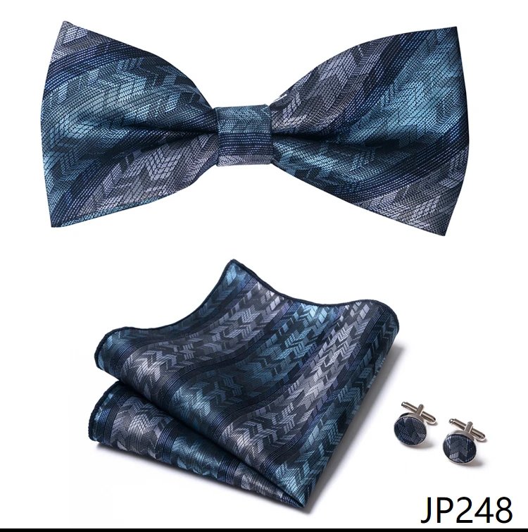 New Paisley Bow Tie for men Wedding Bowtie Handkerchief Cufflink Set Noeud Papillon Silk Pajaritas Cravat Female Male