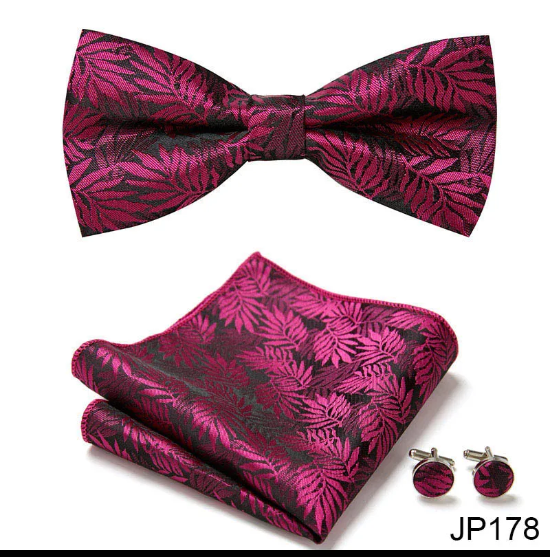 New Paisley Bow Tie for men Wedding Bowtie Handkerchief Cufflink Set Noeud Papillon Silk Pajaritas Cravat Female Male