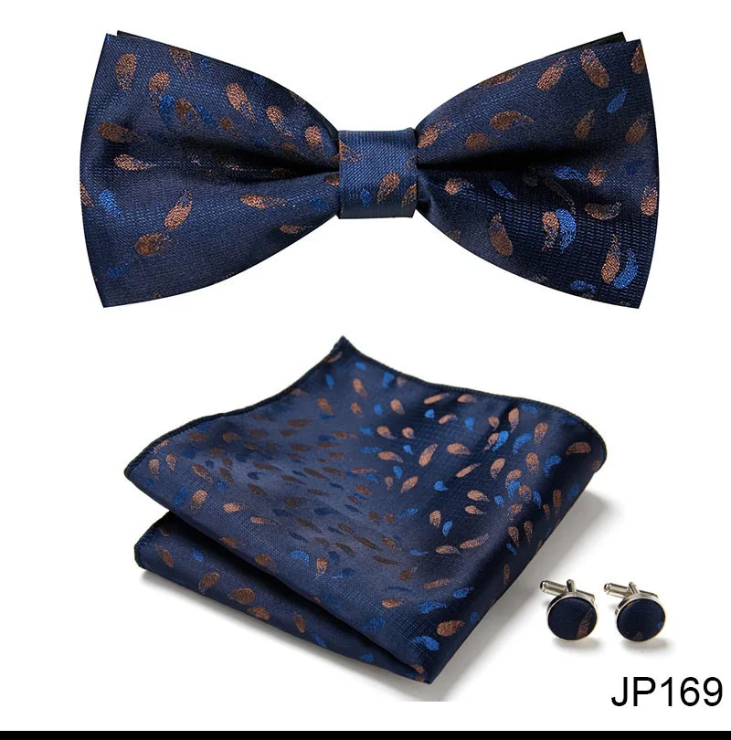 New Paisley Bow Tie for men Wedding Bowtie Handkerchief Cufflink Set Noeud Papillon Silk Pajaritas Cravat Female Male