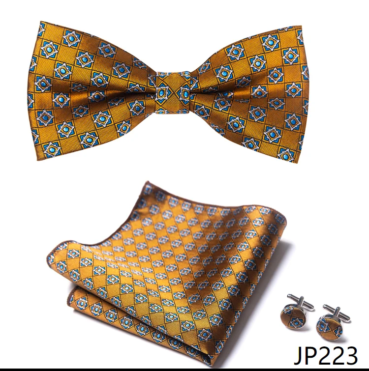 New Paisley Bow Tie for men Wedding Bowtie Handkerchief Cufflink Set Noeud Papillon Silk Pajaritas Cravat Female Male