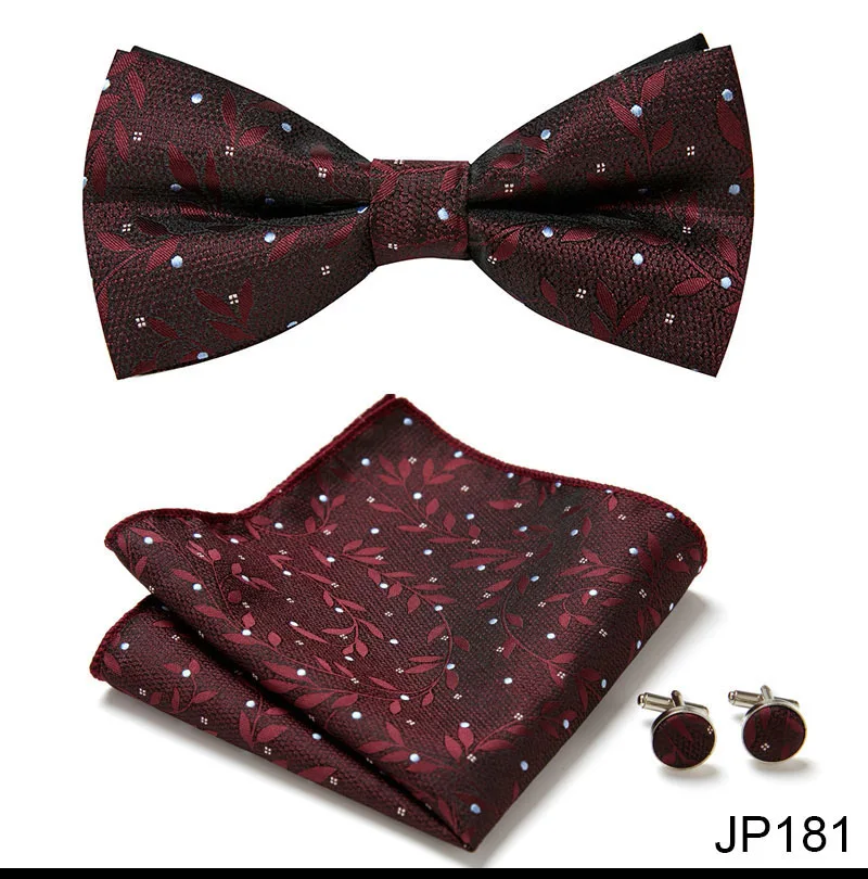 New Paisley Bow Tie for men Wedding Bowtie Handkerchief Cufflink Set Noeud Papillon Silk Pajaritas Cravat Female Male