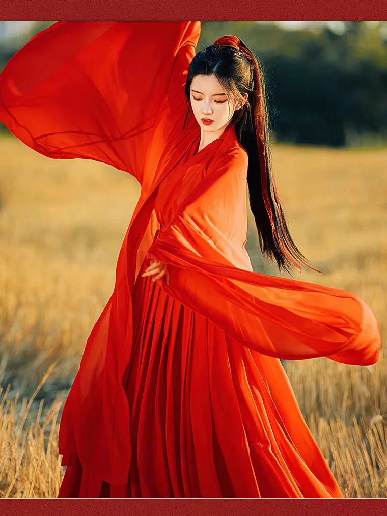 Chinese Traditional Folk Dance Costume Women Hanfu Clothing Lady Ancient Swordsman Cosplay Outfit Tang Dynasty Stage Dance Wear