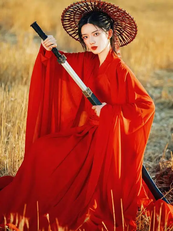 Chinese Traditional Folk Dance Costume Women Hanfu Clothing Lady Ancient Swordsman Cosplay Outfit Tang Dynasty Stage Dance Wear