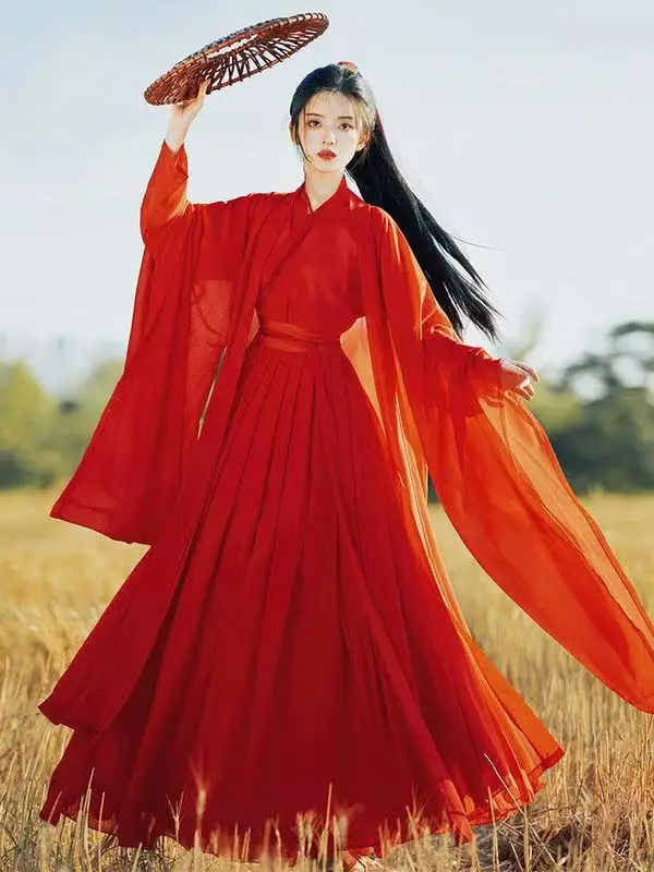 Chinese Traditional Folk Dance Costume Women Hanfu Clothing Lady Ancient Swordsman Cosplay Outfit Tang Dynasty Stage Dance Wear