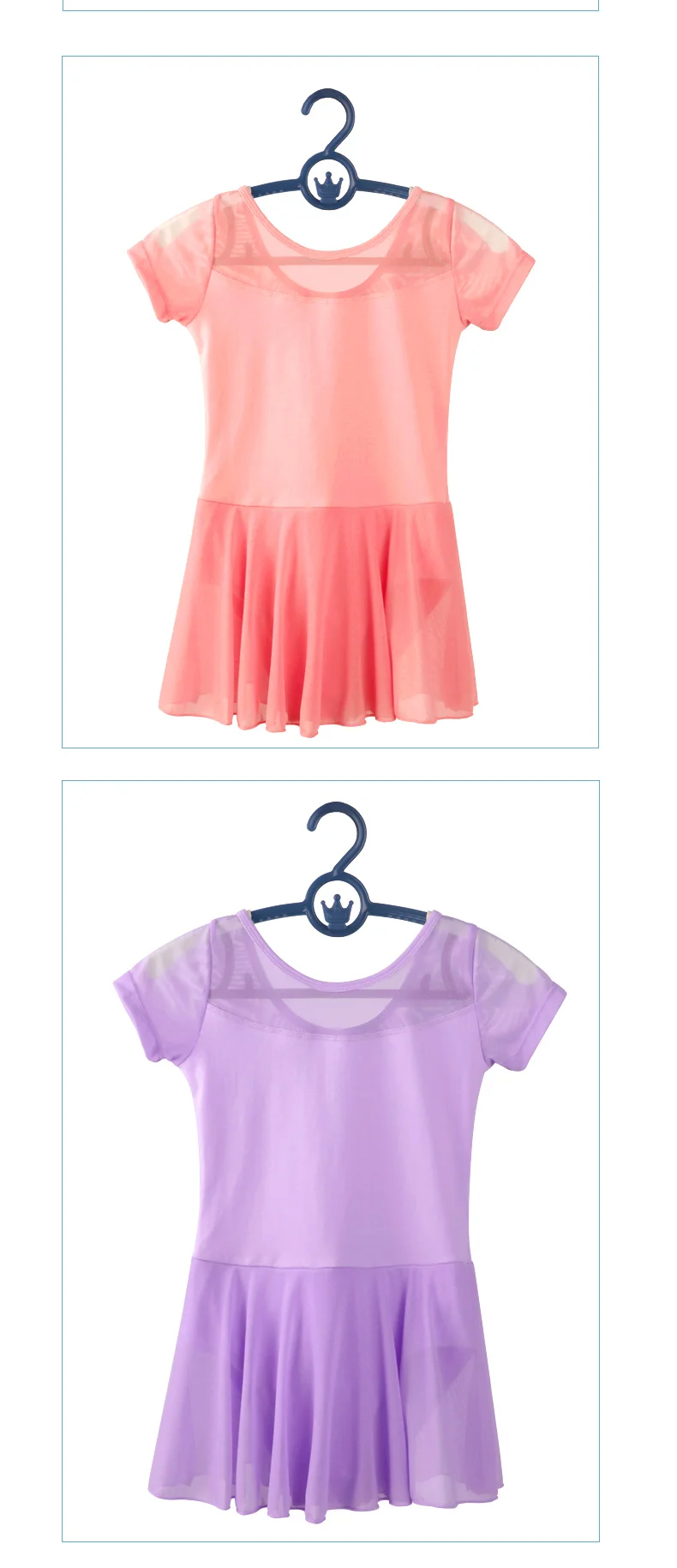 Kids Girls Ballet Dress Gymnastics Leotards Mesh Splice Short Sleeve Ballet Leotards Dance Costumes Soft Ballet Dance Bodysuit