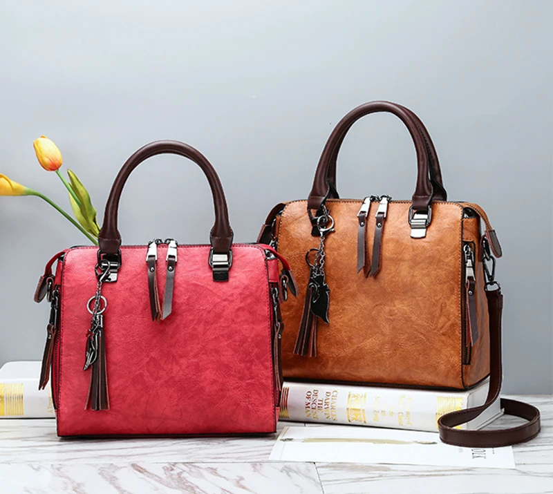 Yogodlns Vintage Cat Tassel Luxury Handbag Women Bags Double Zipper Crossbody Bags Shoulder Bag Casual Shell Tote Ladie