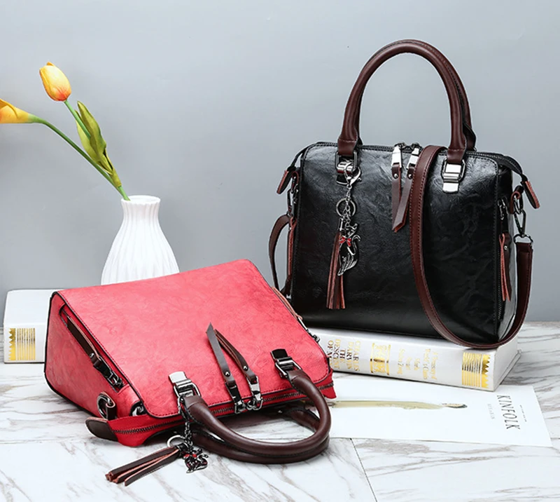 Yogodlns Vintage Cat Tassel Luxury Handbag Women Bags Double Zipper Crossbody Bags Shoulder Bag Casual Shell Tote Ladie