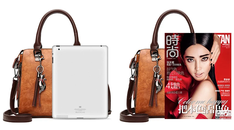 Yogodlns Vintage Cat Tassel Luxury Handbag Women Bags Double Zipper Crossbody Bags Shoulder Bag Casual Shell Tote Ladie