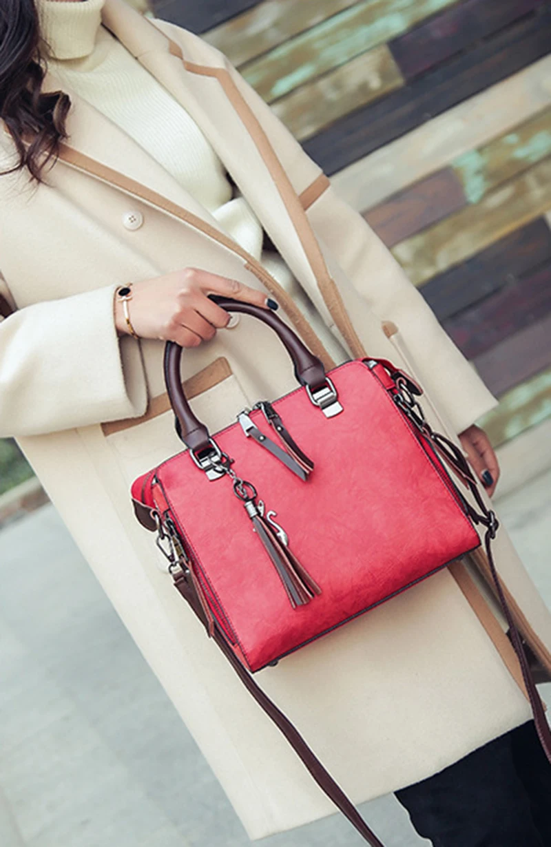 Yogodlns Vintage Cat Tassel Luxury Handbag Women Bags Double Zipper Crossbody Bags Shoulder Bag Casual Shell Tote Ladie