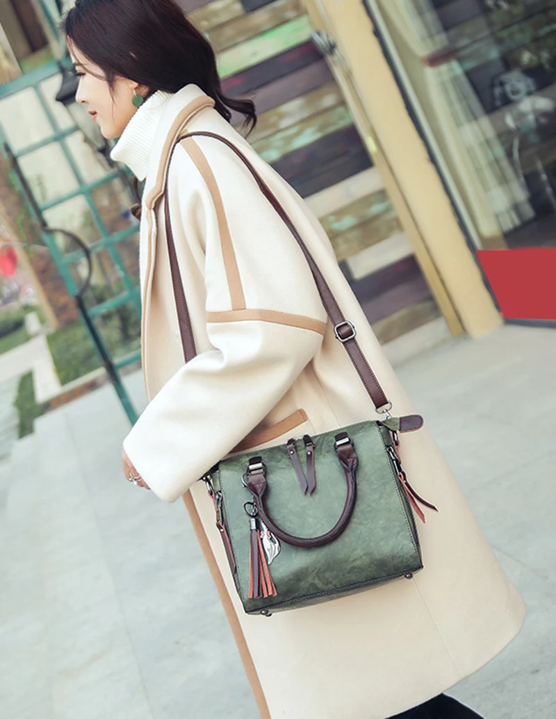 Yogodlns Vintage Cat Tassel Luxury Handbag Women Bags Double Zipper Crossbody Bags Shoulder Bag Casual Shell Tote Ladie