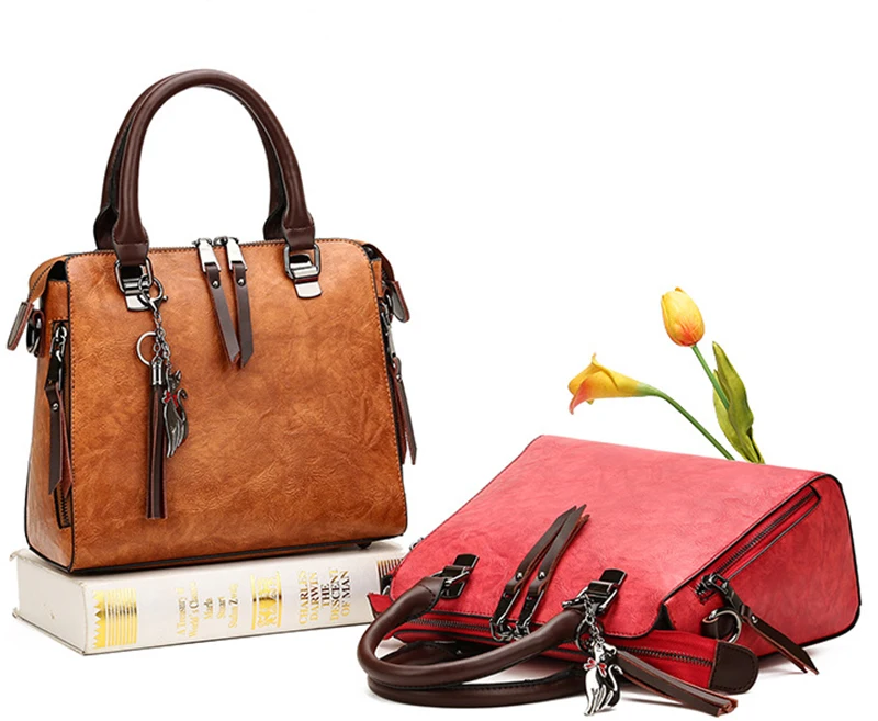 Yogodlns Vintage Cat Tassel Luxury Handbag Women Bags Double Zipper Crossbody Bags Shoulder Bag Casual Shell Tote Ladie
