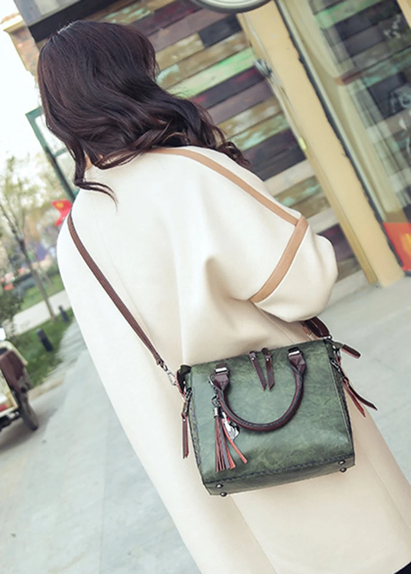 Yogodlns Vintage Cat Tassel Luxury Handbag Women Bags Double Zipper Crossbody Bags Shoulder Bag Casual Shell Tote Ladie