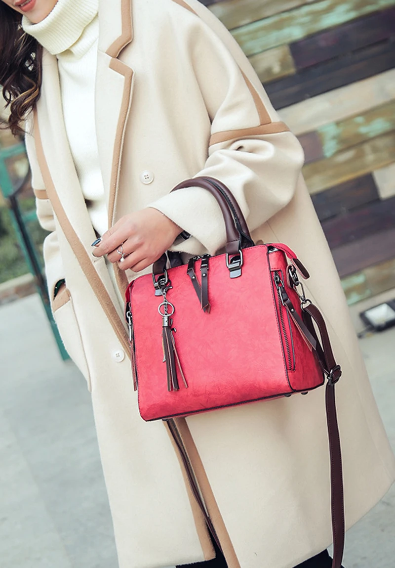 Yogodlns Vintage Cat Tassel Luxury Handbag Women Bags Double Zipper Crossbody Bags Shoulder Bag Casual Shell Tote Ladie
