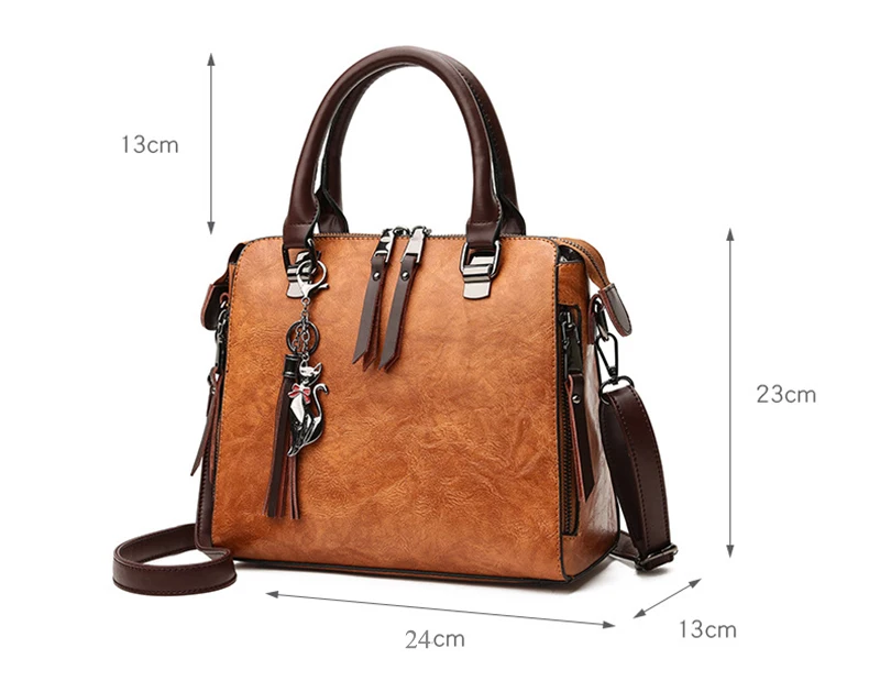 Yogodlns Vintage Cat Tassel Luxury Handbag Women Bags Double Zipper Crossbody Bags Shoulder Bag Casual Shell Tote Ladie