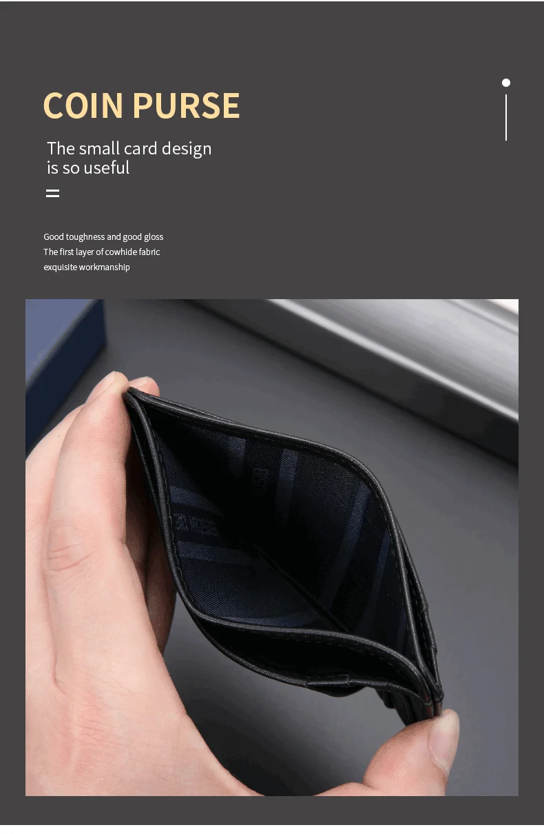 BISON DENIM Cow Leather Fashion Slim Minimalist Men Wallet Credit Card Holder RFID Blocking Leather Purse 11.3*8.2*1cm W9670-1BS