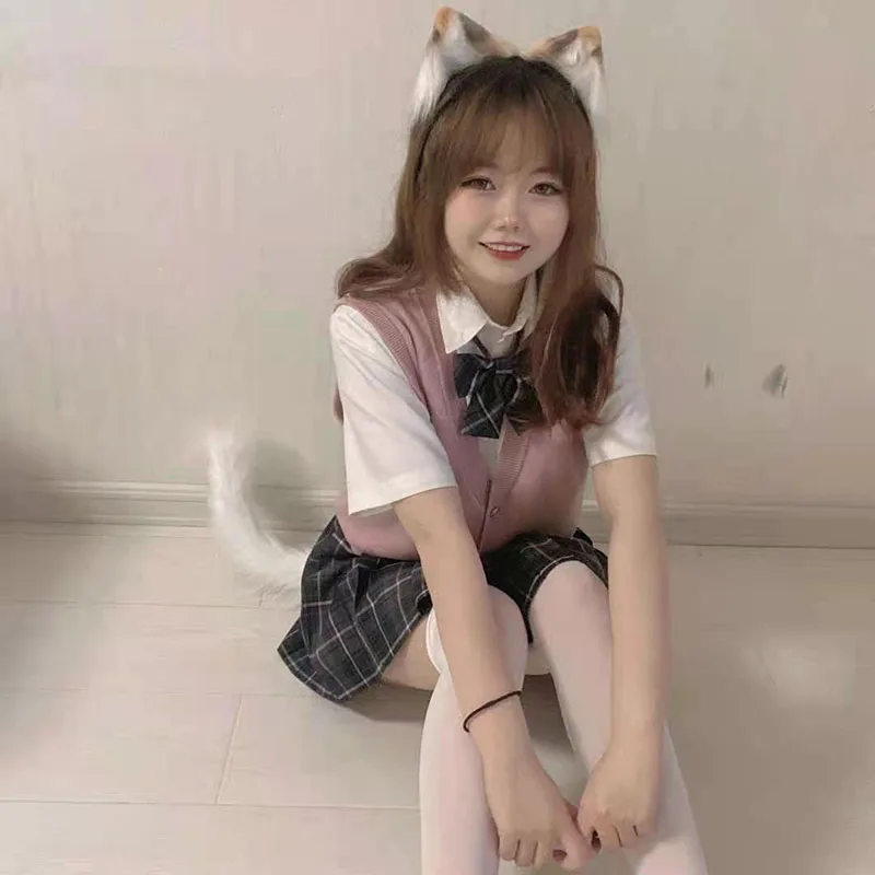 Cat tail cosplay fur tail simulation animal tail black White Gray Halloween party show cat ears